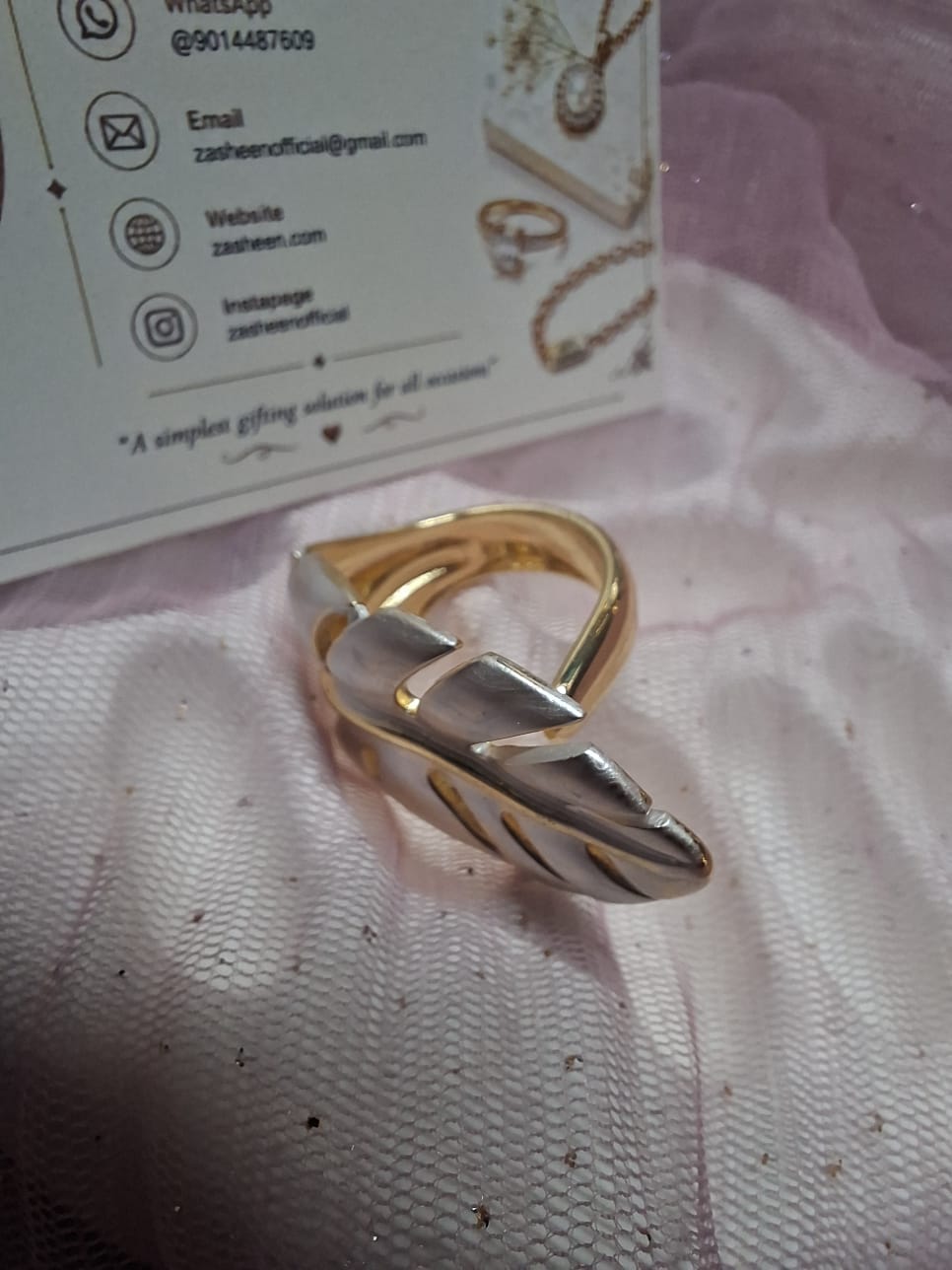 Turkish white tone Leaf ring(RFTLB)