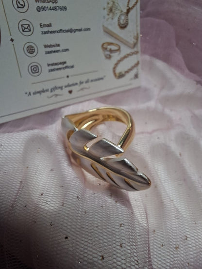 Turkish white tone Leaf ring(RFTLB)