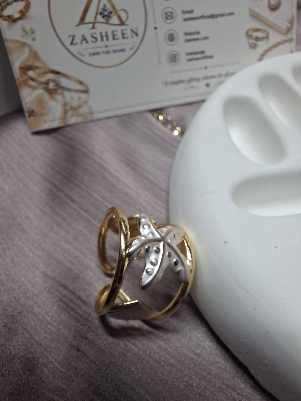Turkish White tone star shell ring(RFTSh)