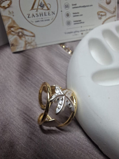 Turkish White tone star shell ring(RFTSh)