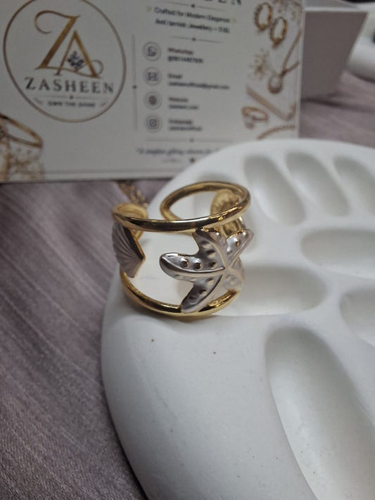 Turkish White tone star shell ring(RFTSh)