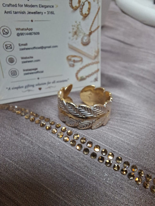 Turkish white tone Leaf ring(RFTL1)