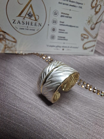 Turkish white tone leaf ring(RFTL2)