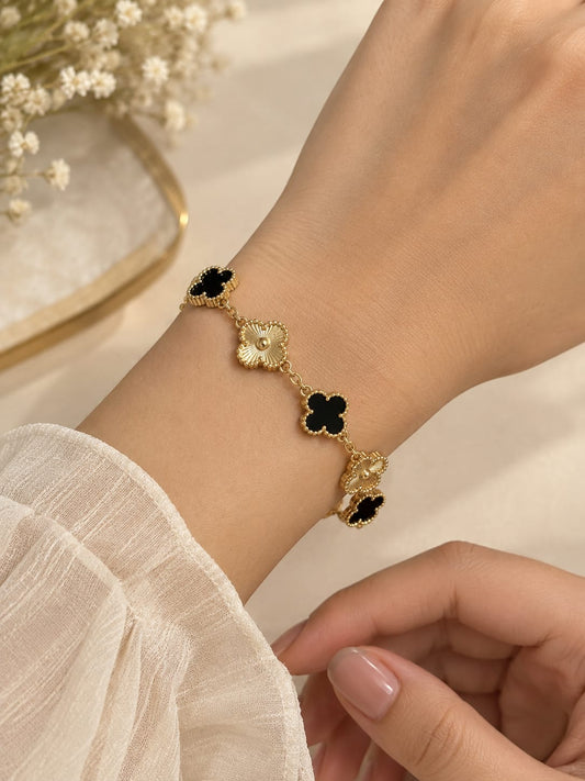 Clover bracelet Gold & black