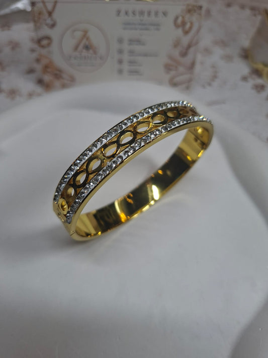 Stone Golden Openable Bangle SGOB3