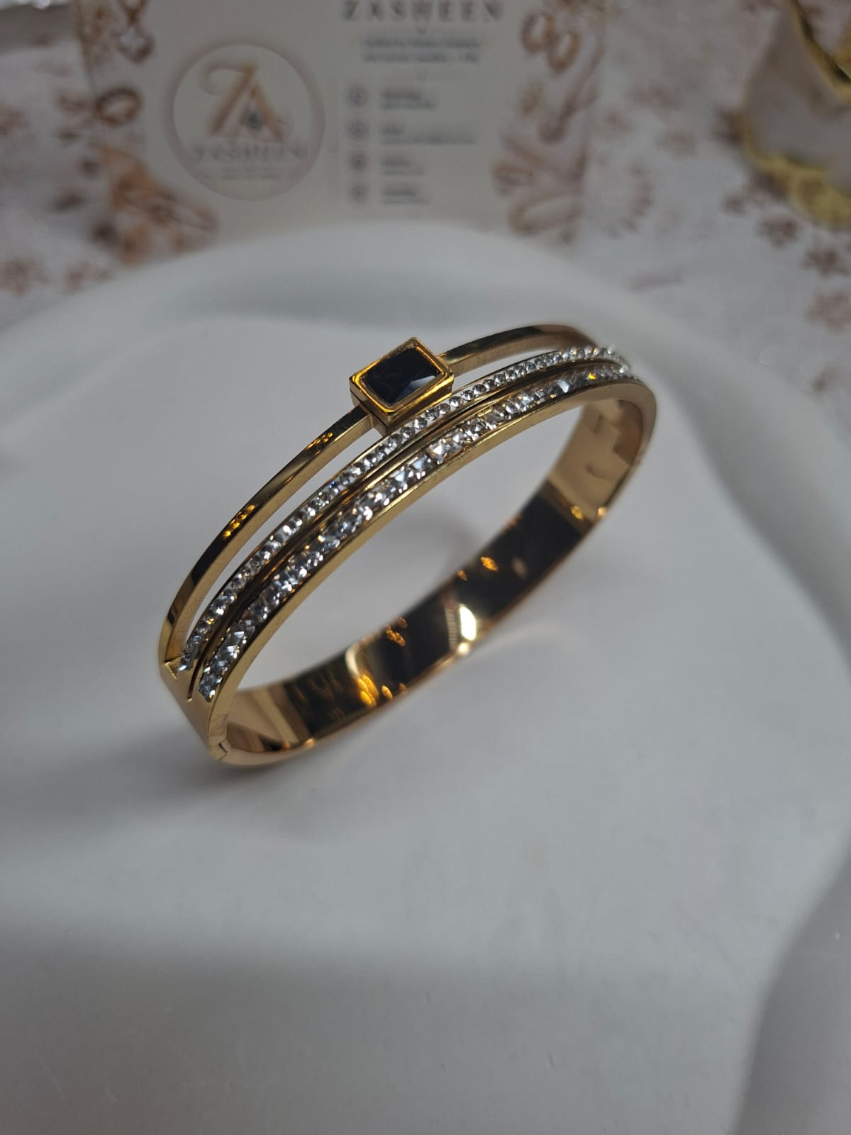 Stone Golden Openable Bangle SGOB4