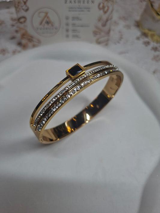Stone Golden Openable Bangle SGOB4