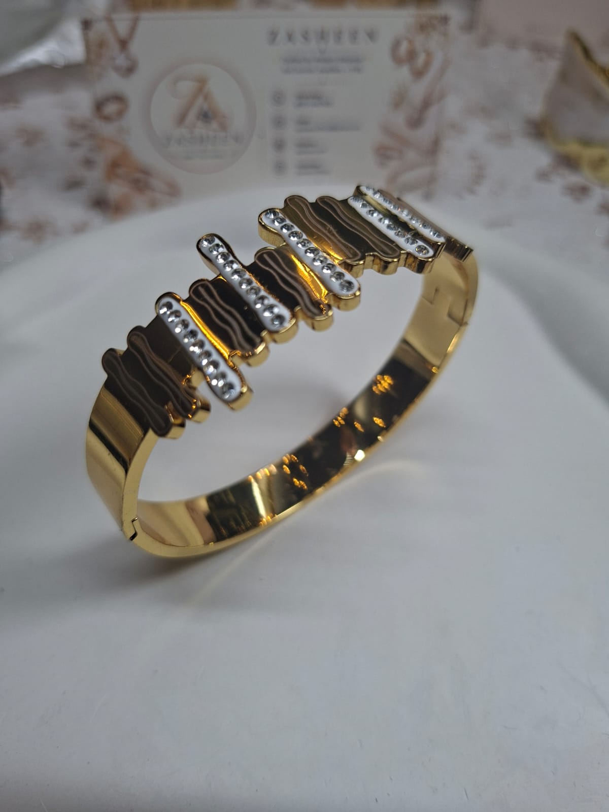 Stone Golden Openable Bangle SGOB6