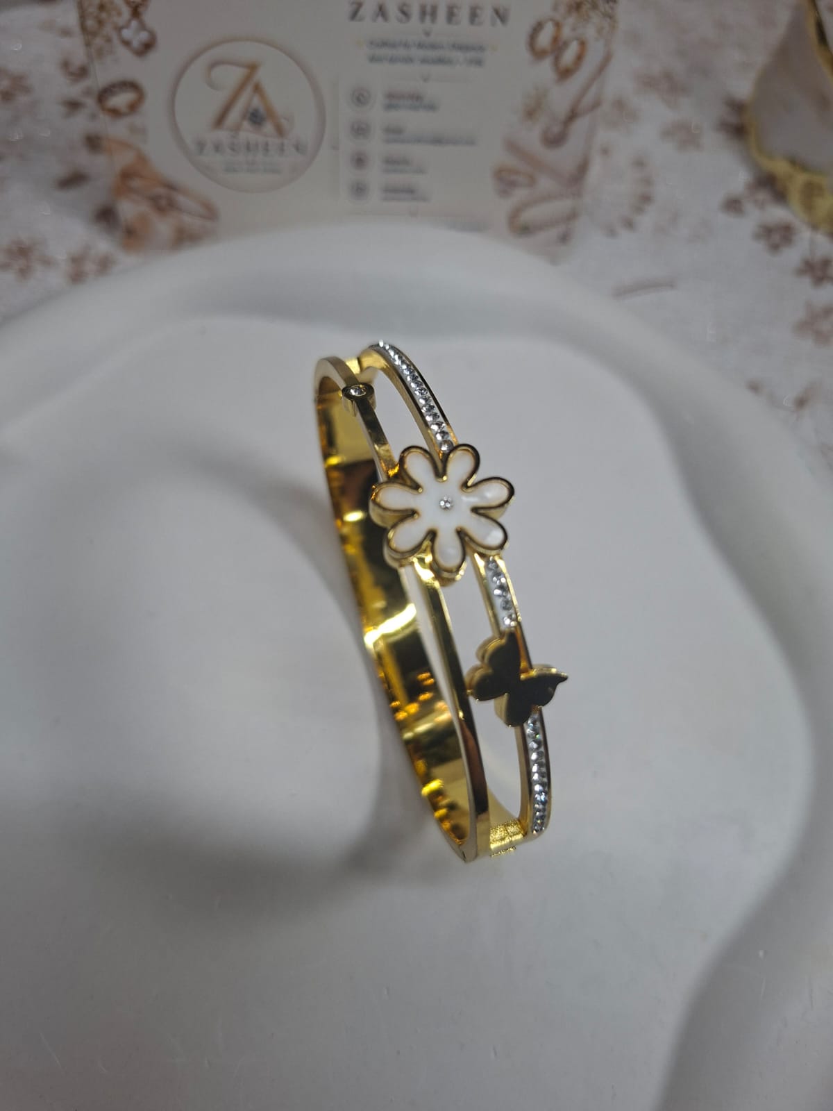 Stone Golden Openable Bangle SGOB5
