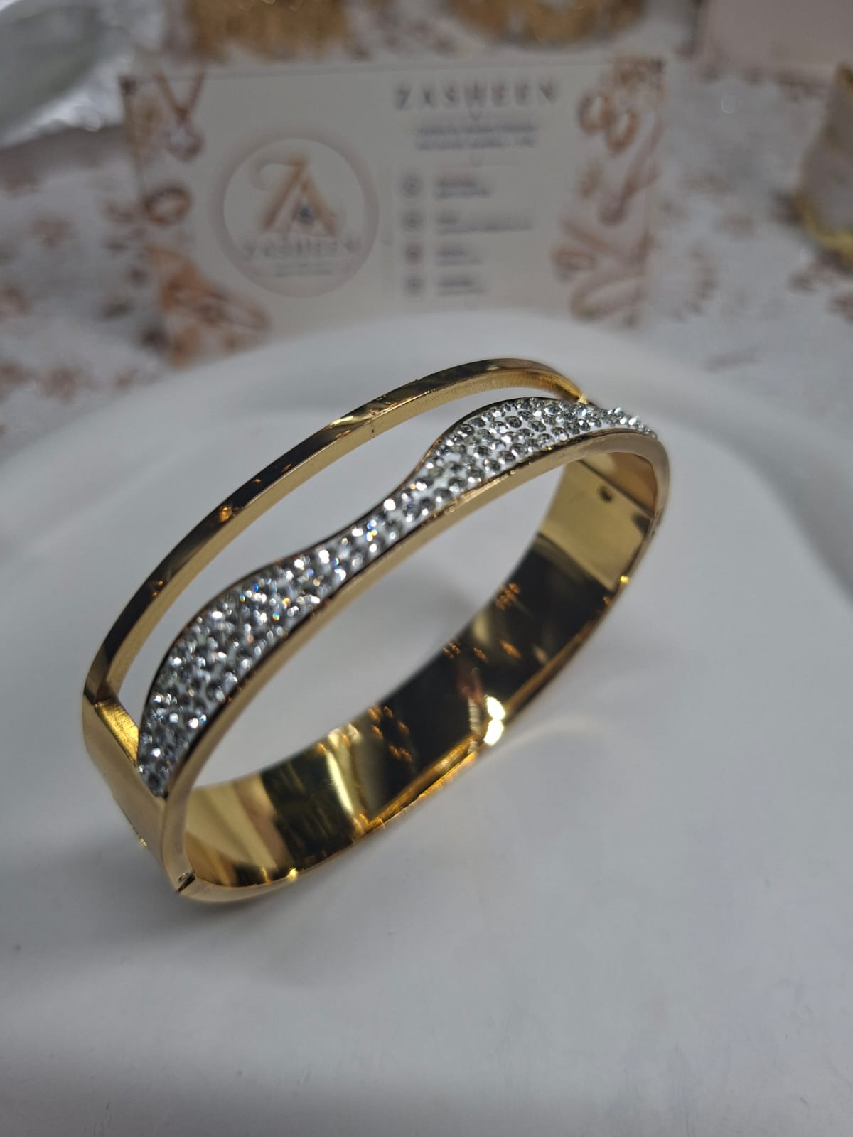 Stone Golden Openable Bangle SGOB1