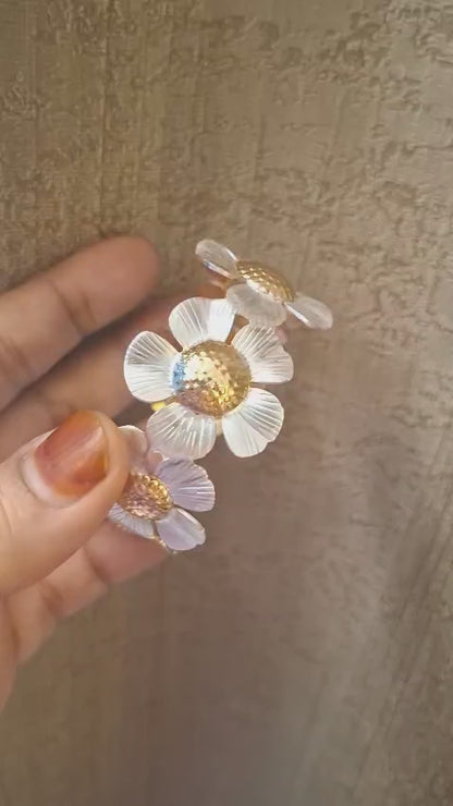Turkish broad white and gold tone kada TK4